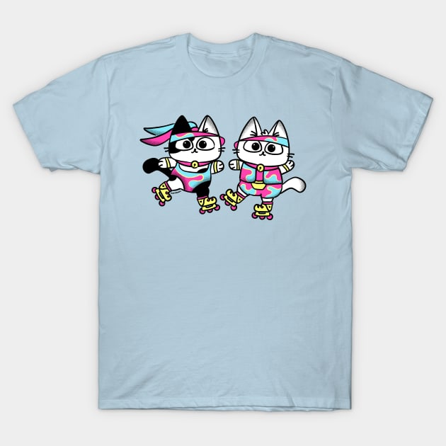 Rollerblading Cats T-Shirt by plattercats